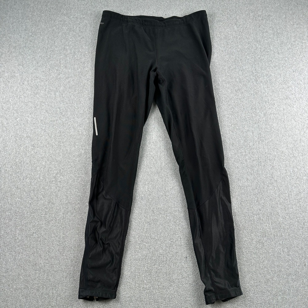 Nike Pants Mens L Black Dri-FIT Running Leggings Tights Reflective Athletic‎